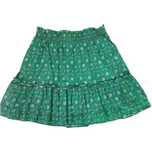 J. Crew Tiered ruffle mini skirt size Medium Green - Picture 1 of 5